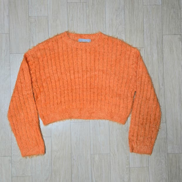 8 seconds 오렌지 크롭 니트 M