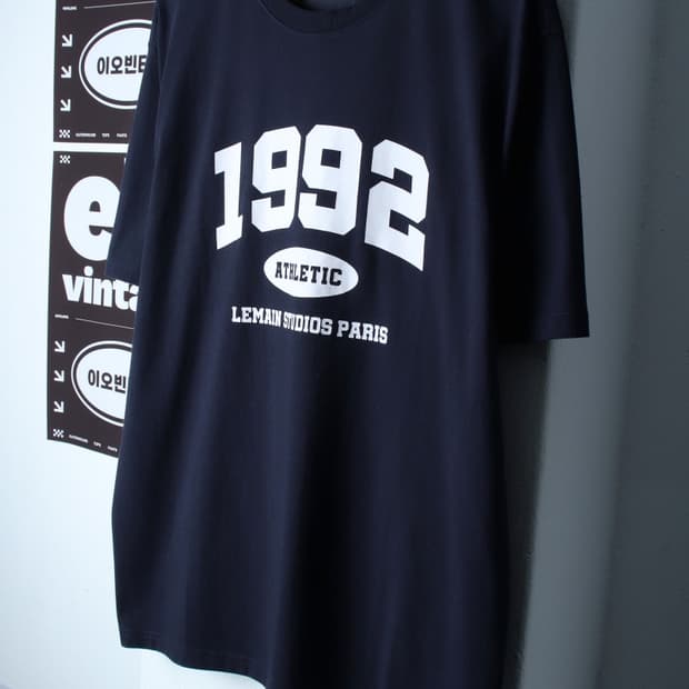 (L-XL) 리메인세컨드 반팔 티셔츠 빅로고 네이비 올드스쿨-H35425