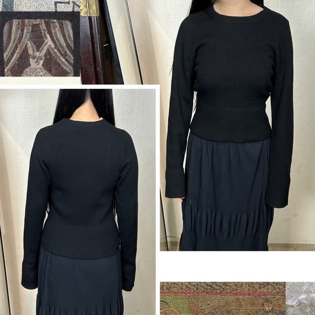 90s 꼼 데 가르송 로브 드 샹브르 크롭 니트