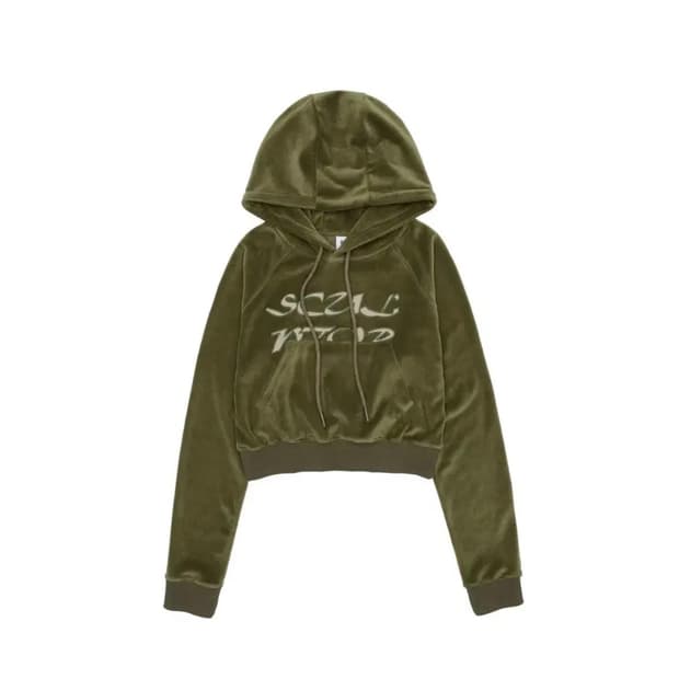 (새상품) 스컬프터 벨벳 크롭 후드티 S