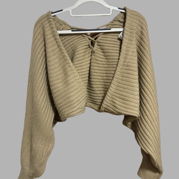 빈티지 베이지 레이스업 크롭 볼레로