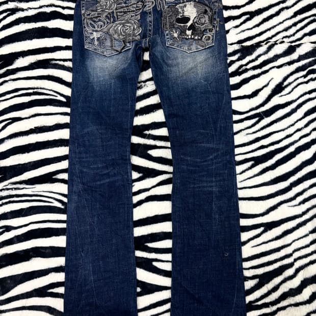 2000s Punk Skull Patch Boots Cut Pants