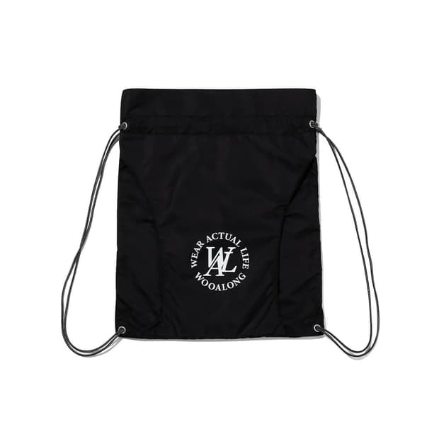 우알롱 Flor logo cutting gym sack - BLACK