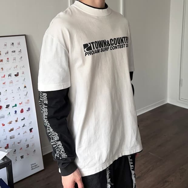 T&C Surf Club 스펠 아웃 레이어드 티셔츠