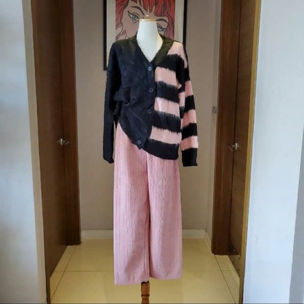 새상품 단가라핑크앙고라가디건