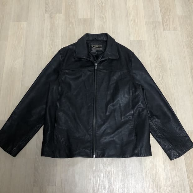 (XL) 00's 지오다노 GIORDANO 소가죽 집업 레더 자켓 블랙