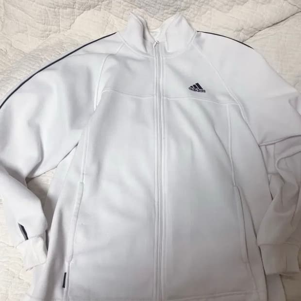 아디다스 화이트 저지 트랙탑 집업
