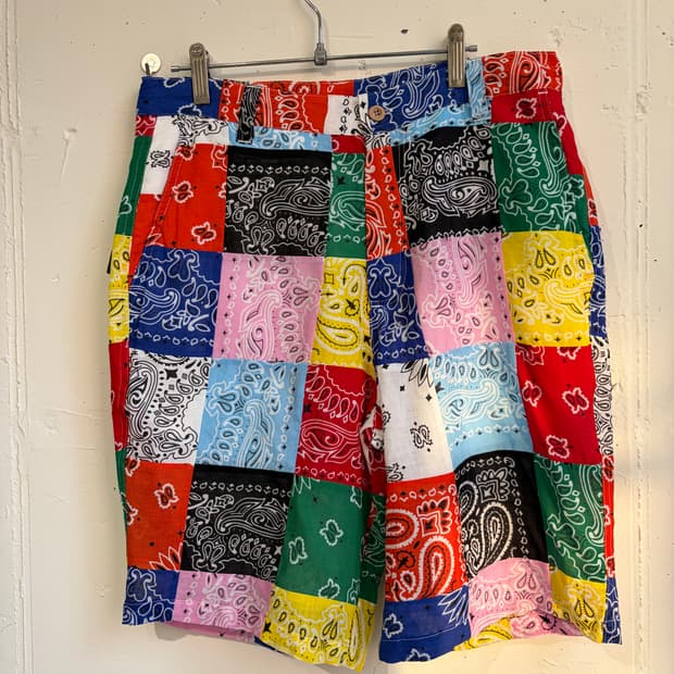 screp bandana patchwork shorts 
