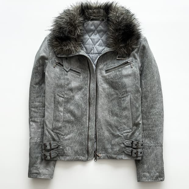 Tornado Mart 00s Grey Wolf Fur Jacket