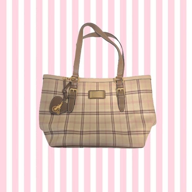 빈폴 라떼갸루 모리걸 체크 초코 하트 숄더백 토트백 가방