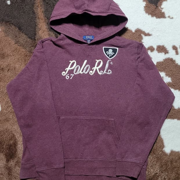 폴로 버건디 후드티 M