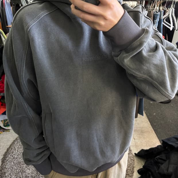 L-XL 카파 피그먼트그레이 가오리오버핏 스웻코튼 후드티