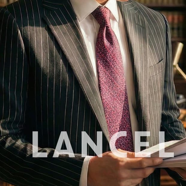 란셀 실크 퍼플 패턴 넥타이 9.6cm A등급 A19824