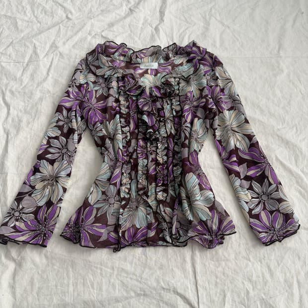 오리엔탈 시스루 7부 블라우스 탑