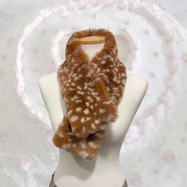 일본 빈티지 리얼 래빗퍼 원버튼 머플러 토끼털