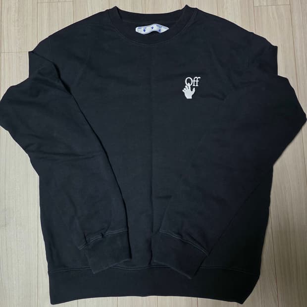 Off-White 블랙 맨투맨 티셔츠(정품/XL)