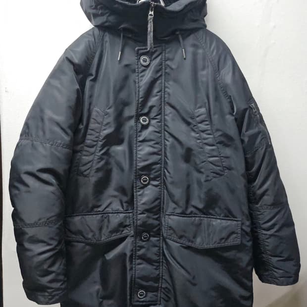 노스페이스 덕 블랙 후드 패딩 코트  95