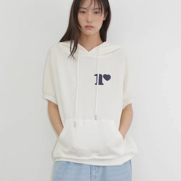 론론 도트 하프 후드 티셔츠