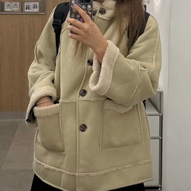 르샵 후드 무스탕