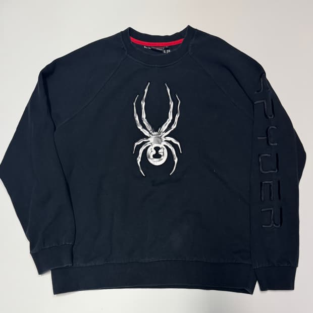 Spyder 스파이더 빅 로고 오버핏 맨투맨 XL 블랙