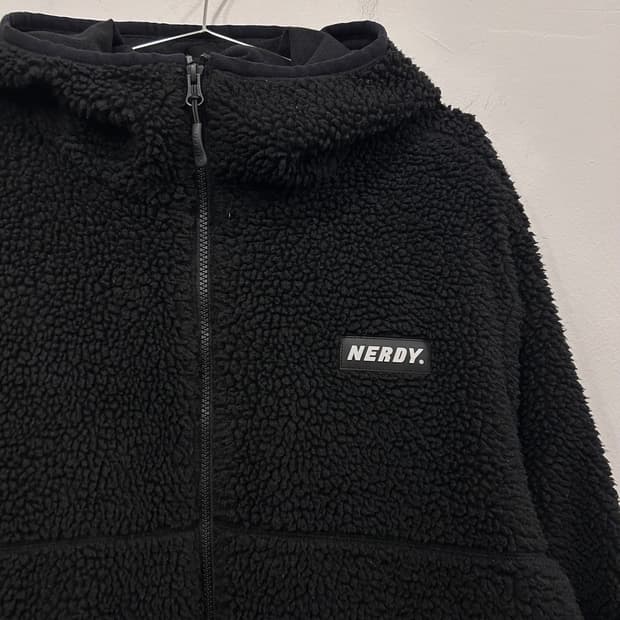 널디 러버와펜 백프린팅 후드 뽀글이 플리스