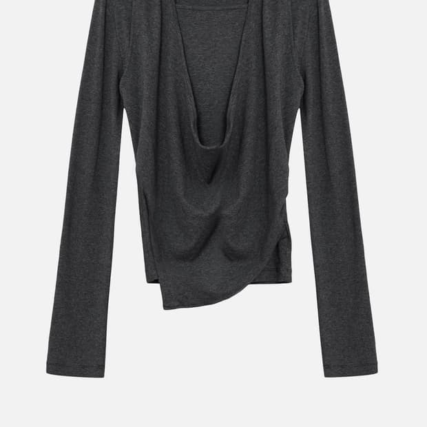 세릭 CERRIC 차콜 레이어드 홀터넥 탑