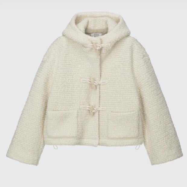 모노하 컬리 후드 자켓 (아이보리) 코트 토글 떡볶이 부클 신슐레이트