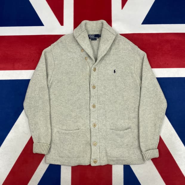 폴로 숄카라 가디건 100