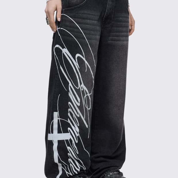 Minga london 그래픽 배기 데님 팬츠