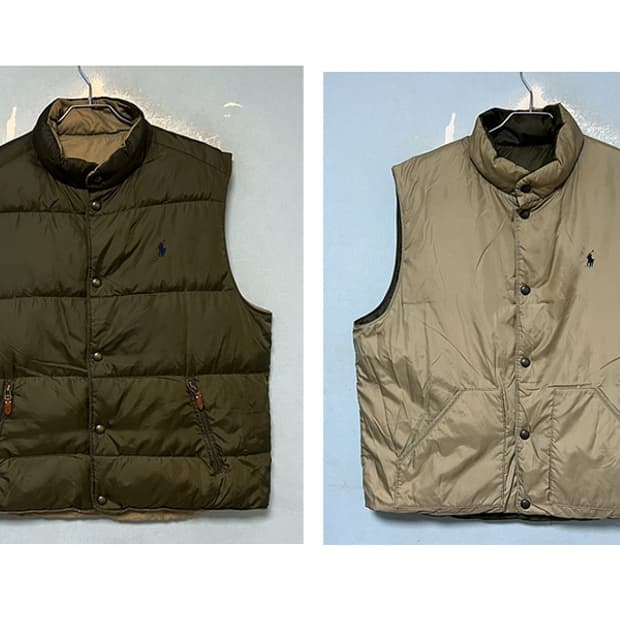 POLO 폴로 남자 패딩조끼 덕다운 양면 오염 XXL 110