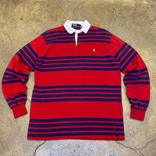 90s Made in USA 미국 빈티지 폴로랄프로렌 스트라이프 럭비티