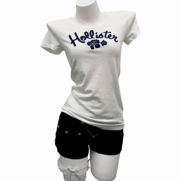 [Hollister] y2k 홀리스터 플라워 자수 반팔