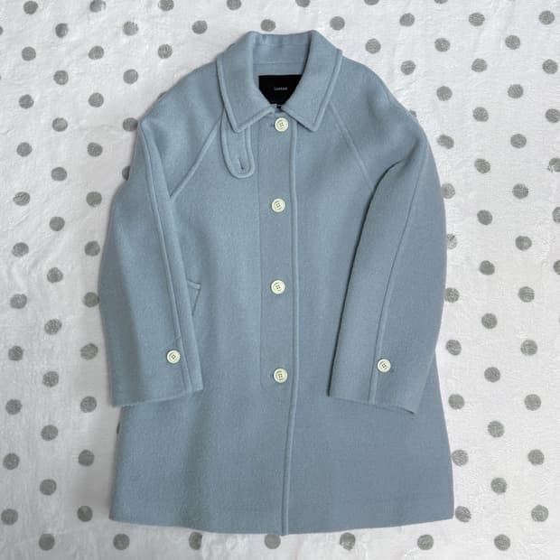 룩캐스트 울 부클 하프코트 아쿠아블루