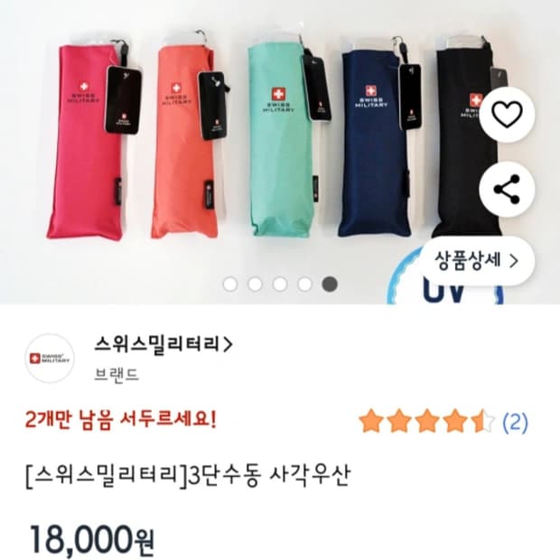 스위스밀리터리 초경량 미니 우산 우양산