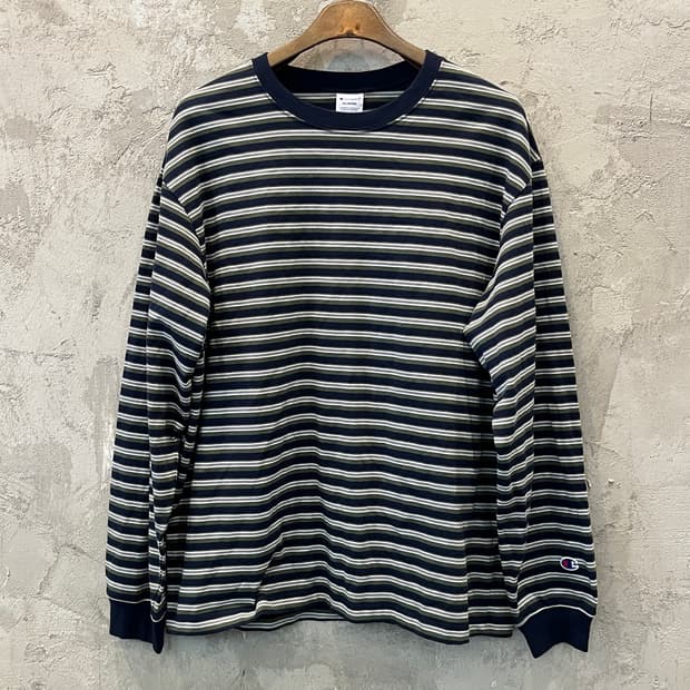 (XL)챔피온 단가라 스트라이프 긴팔 티셔츠
