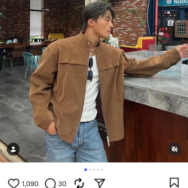 라퍼지스토어 스웨이드 레이싱 자켓