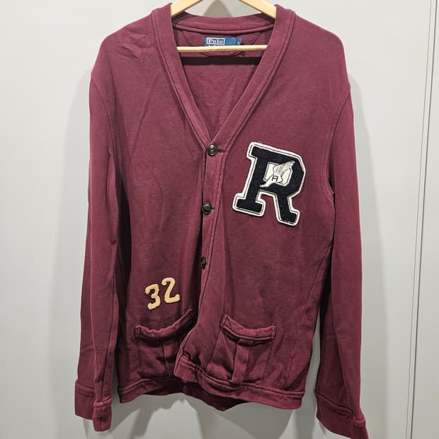 폴로 랄프로렌 버건디 가디건 L