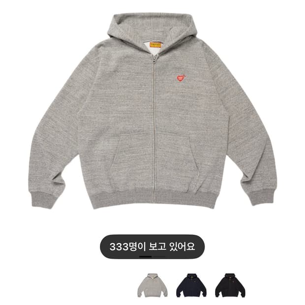 휴먼메이드 클래식 집업 스웨트 후드 그레이 L