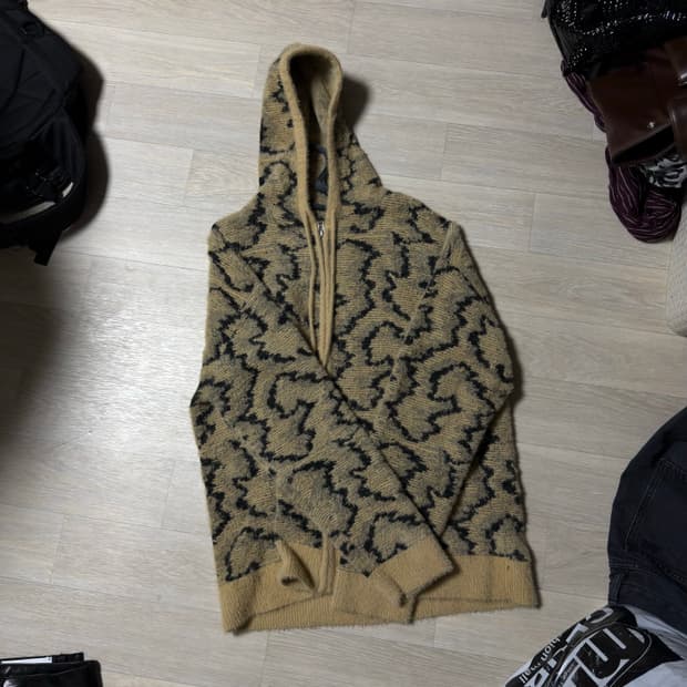 레오파드 후드집업