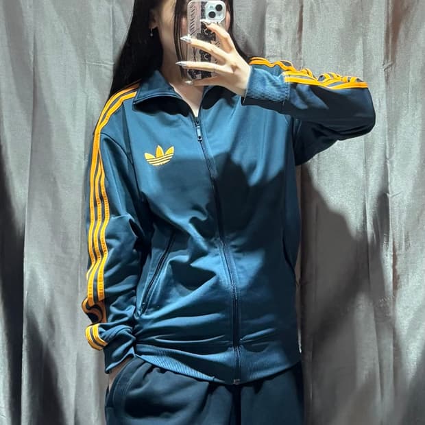 M 아디다스 OG 파이어버드 라이트블루 오렌지 라인 트랙탑