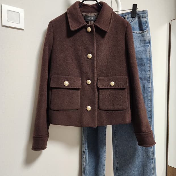 블루페페  브라운 크롭 자켓