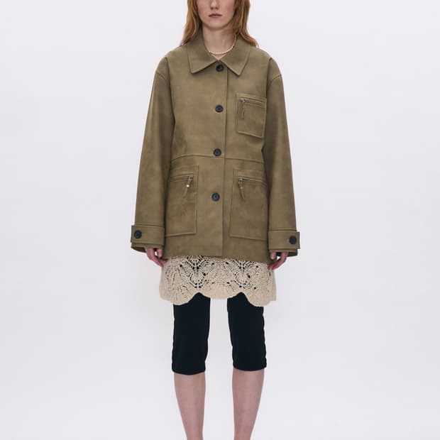 새상품) 파르티멘토우먼 워시트 레더 카 코트 (베이지)