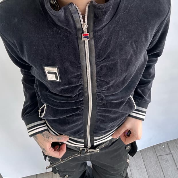 FILA navy velour zip-up jacket