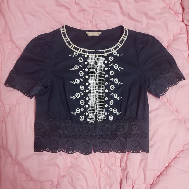 급처상태좋음!레니본 리본 레이스 자수 공주 가디건 블라우스 자켓 셔츠