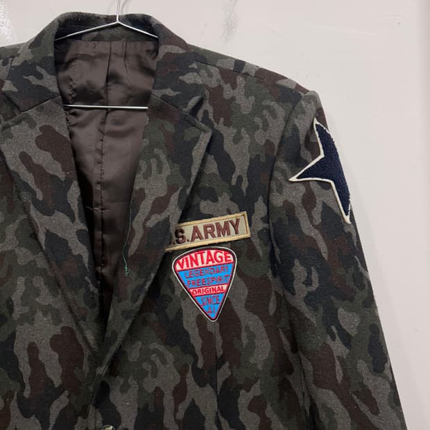 핸드메이드 카모플라쥬 패치 울모직 블레이져