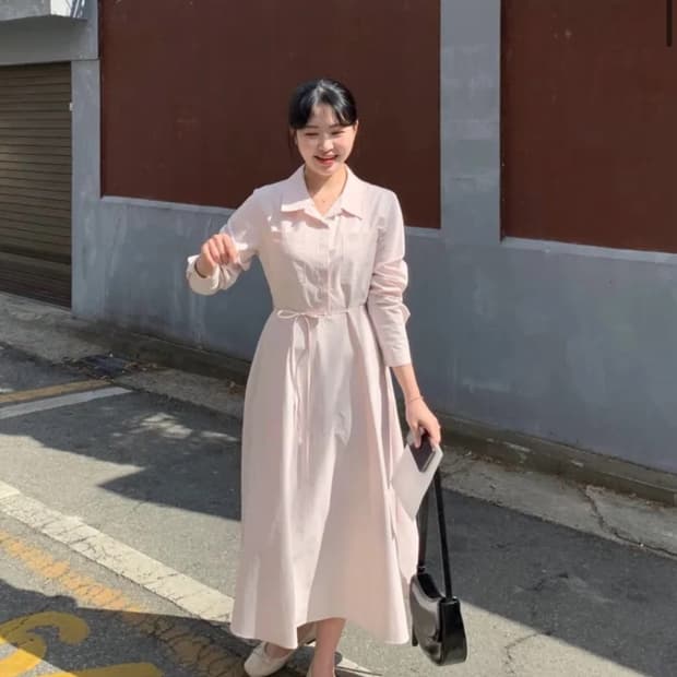 썸머어라운드 제작 셔츠 원피스 뮤트핑크