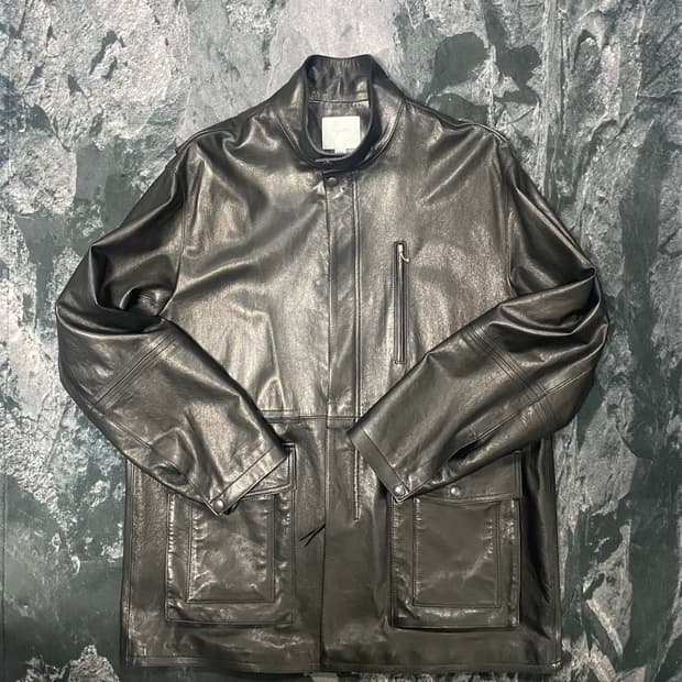 유스 하이넥 레더자켓