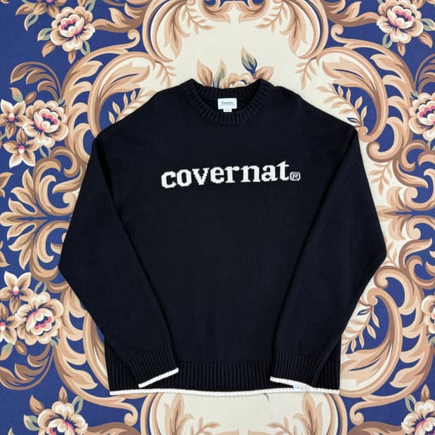 (L)커버낫 Covernat 스펠아웃 울 니트(블랙)