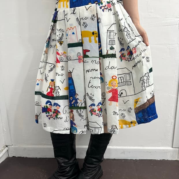 printing pleats skirt
