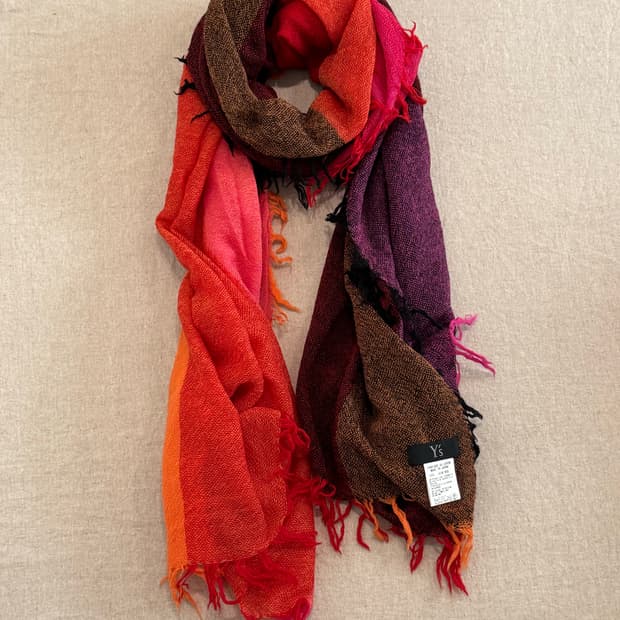 요지야마모토 멀티 컬러 울 머플러